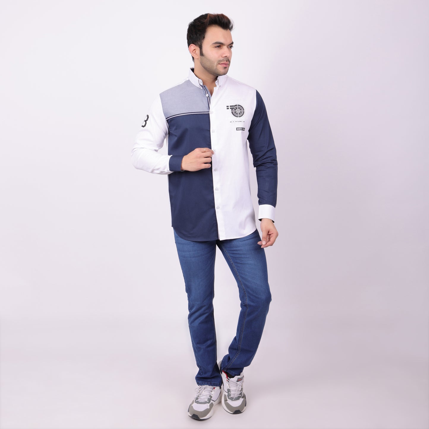 Pier Seven Luxe Cotton Printed Men's Regular Fit Shirt - White (CWY021)