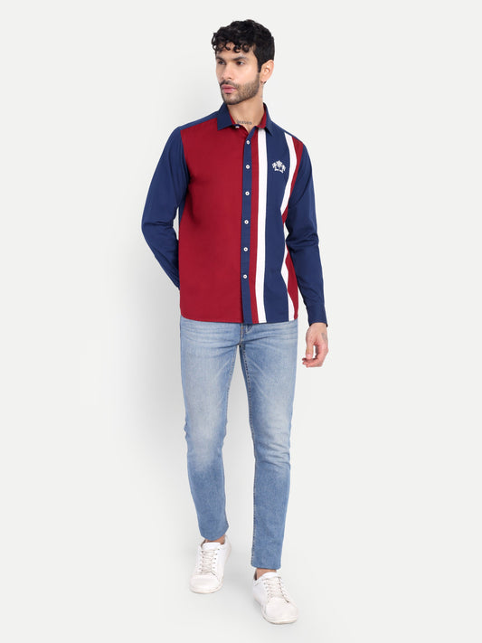 Pier Seven Luxe Cotton Striped Regular Fit Shirt for Men - Blue (JWM032) Pier Seven