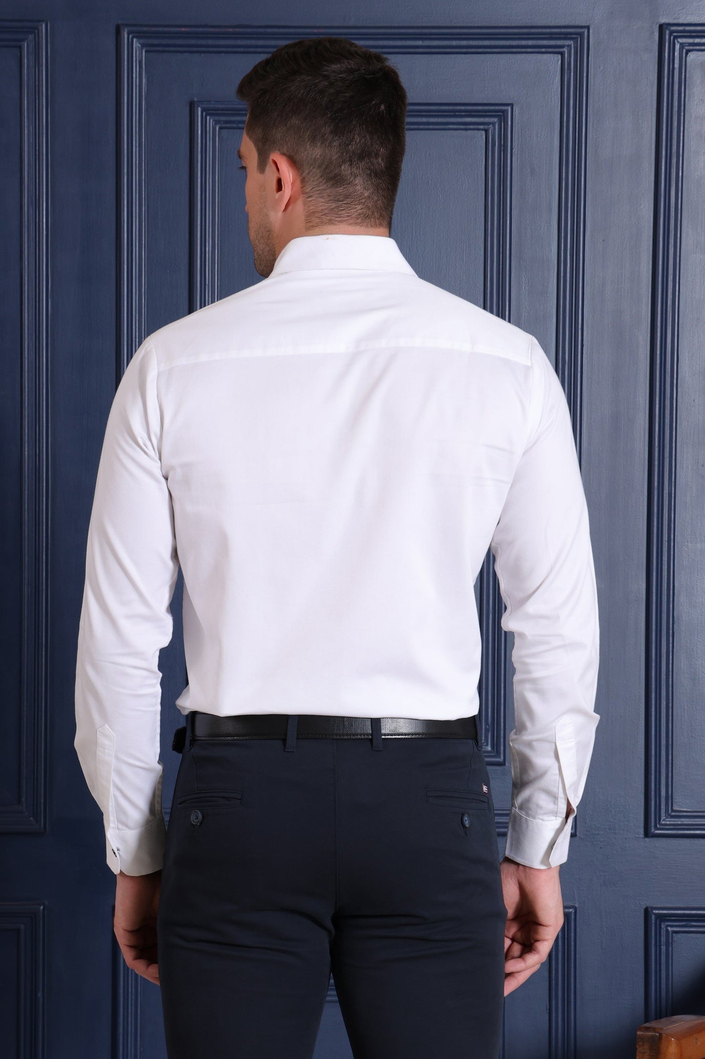 Pier Seven Men's Polycotton Slim Fit Shirt with detailing - White (PWY032) Pier Seven