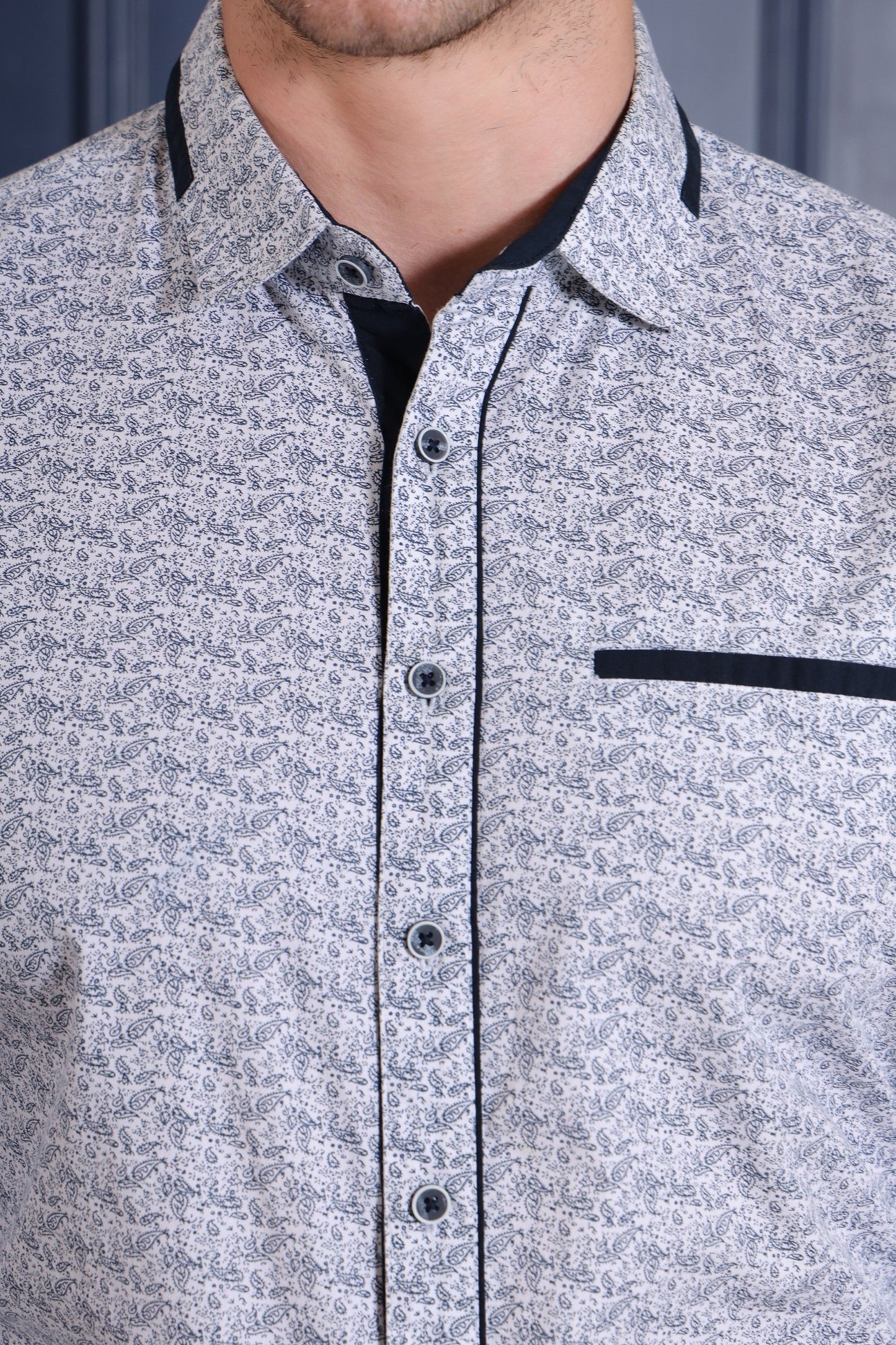 Pier Seven Men's Cotton Paisley Regular Fit Shirt - Navy Blue (CWM009) Pier Seven