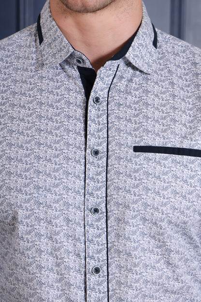 Pier Seven Men's Cotton Paisley Regular Fit Shirt - Navy Blue (CWM009) Pier Seven