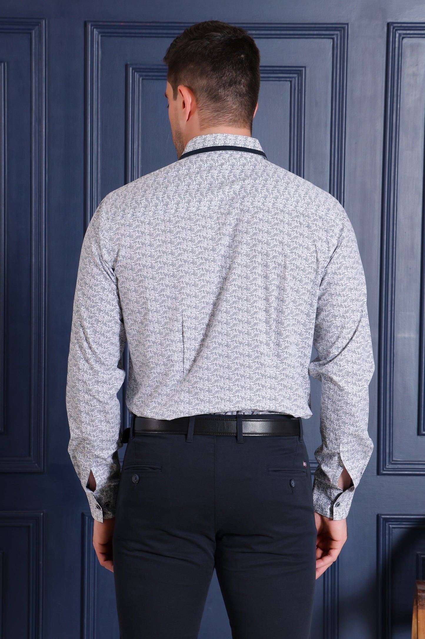 Pier Seven Men's Cotton Paisley Regular Fit Shirt - Navy Blue (CWM009) Pier Seven