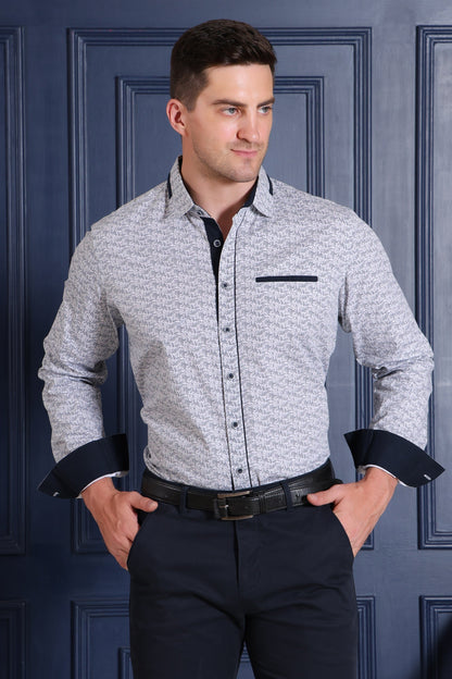 Pier Seven Men's Cotton Paisley Regular Fit Shirt - Navy Blue (CWM009) Pier Seven