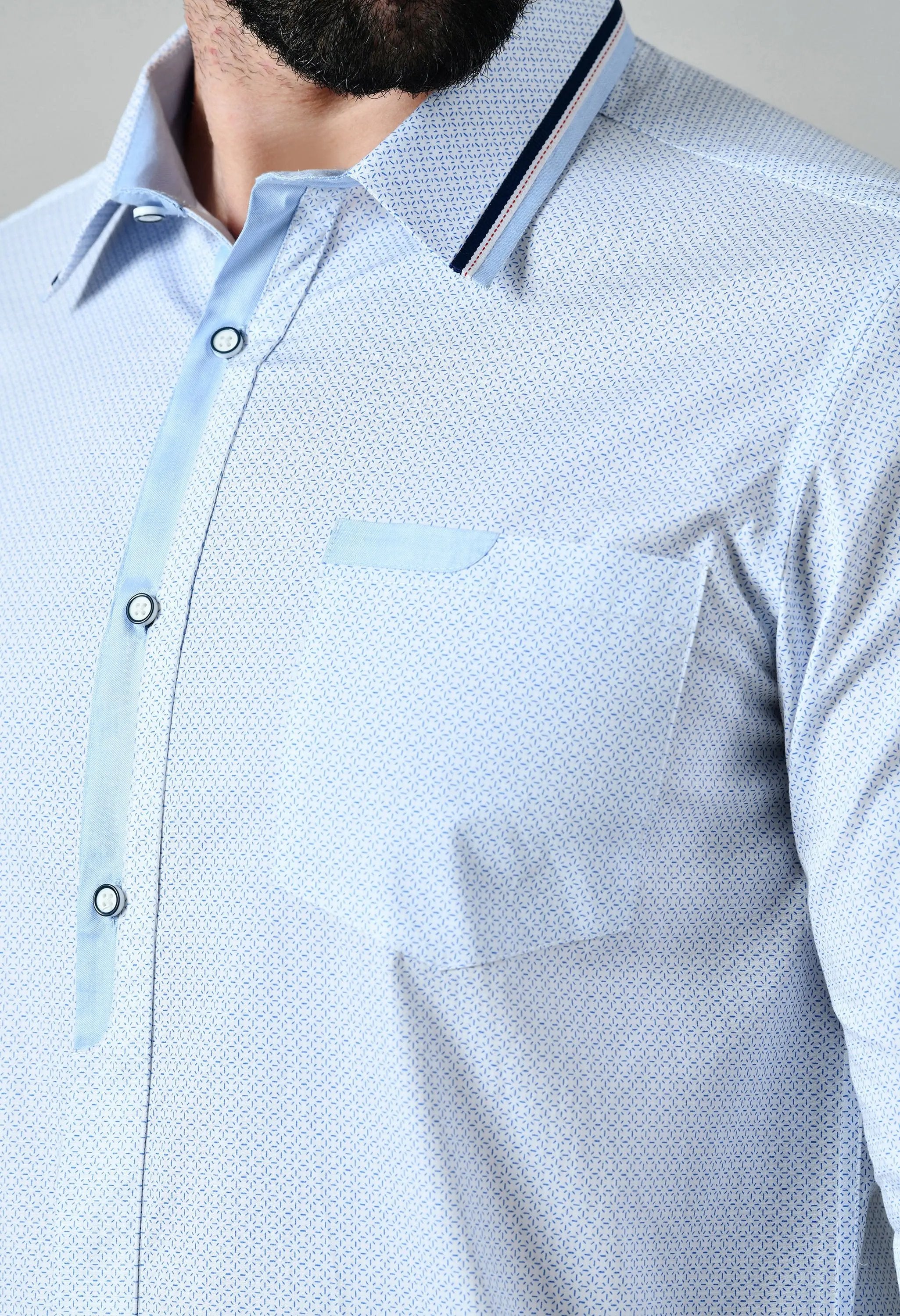 Pier Seven Men's Cotton Printed Regular Fit Shirt - Blue (CWM014) Pier Seven