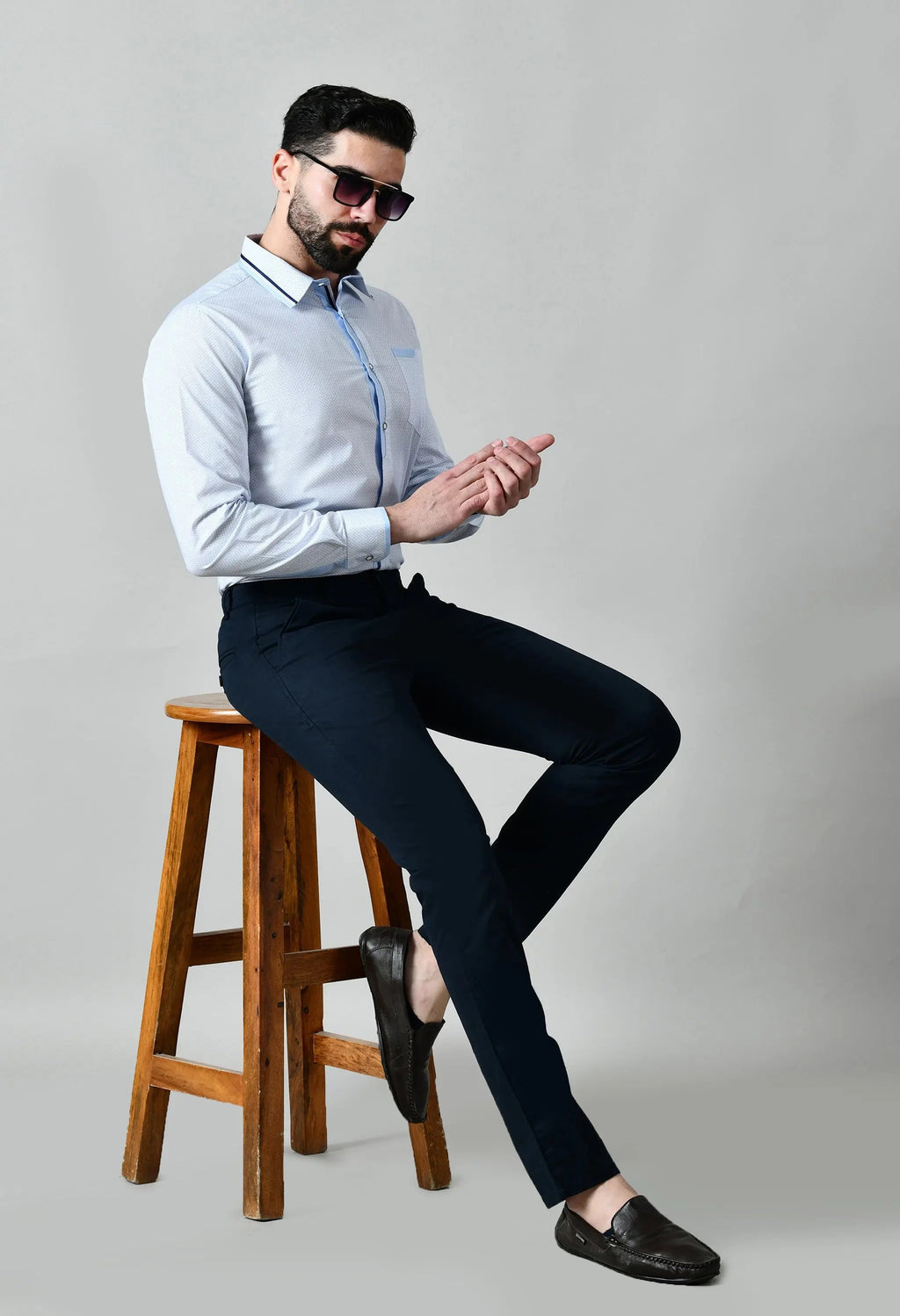 Pier Seven Men's Cotton Printed Regular Fit Shirt - Blue (CWM014) Pier Seven