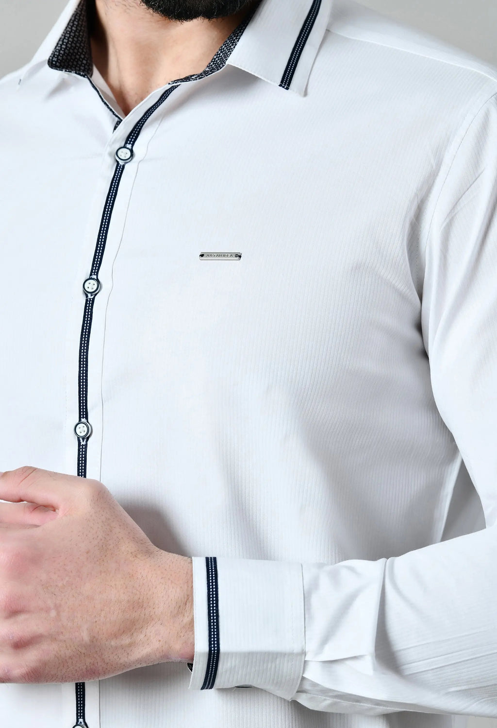 Pier Seven Men's Cotton Blend Solid Regular Fit Shirt - White (CWM015) Pier Seven