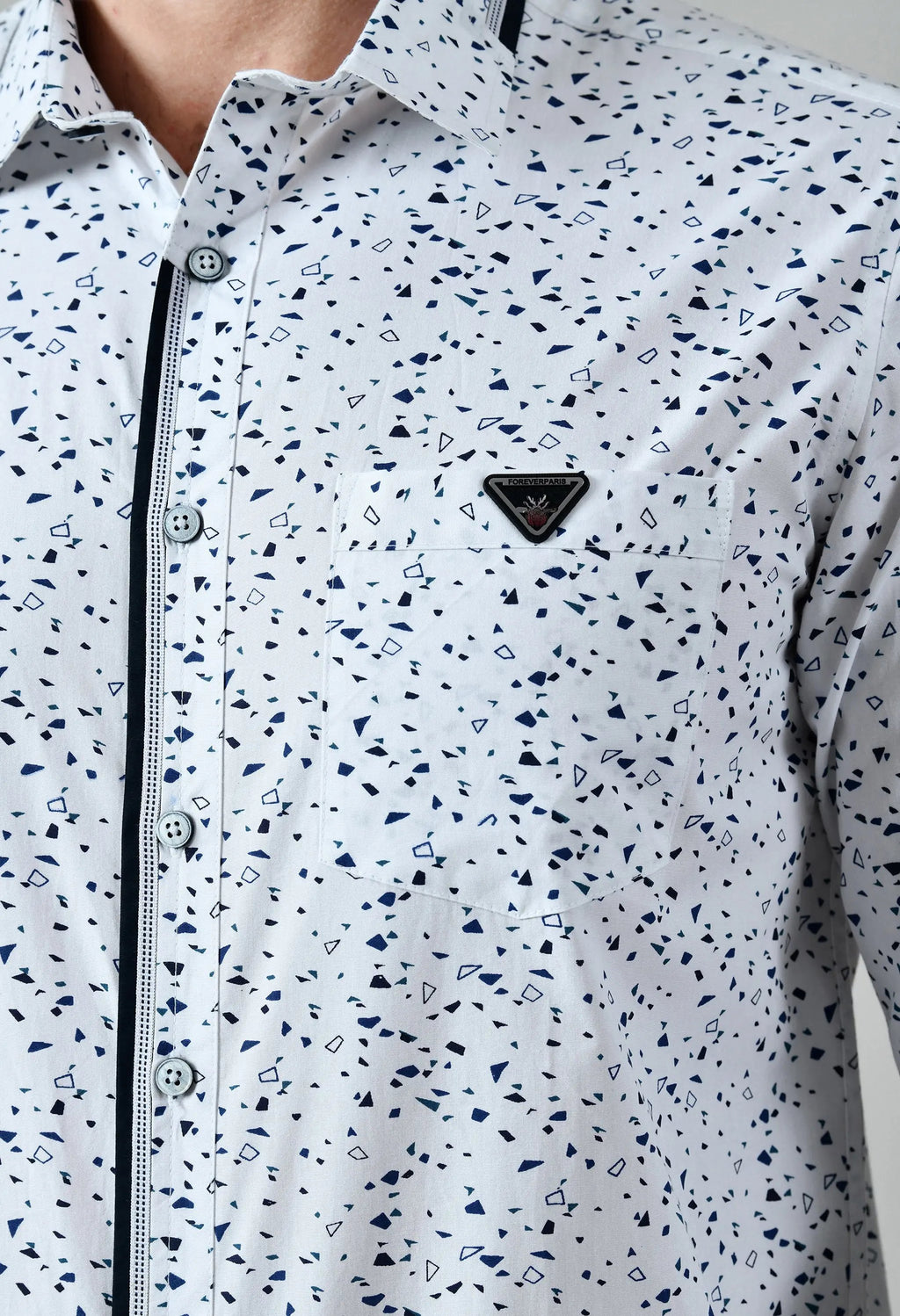 Pier Seven Men's Cotton Printed Regular Fit Shirt - White (CWM102) Pier Seven