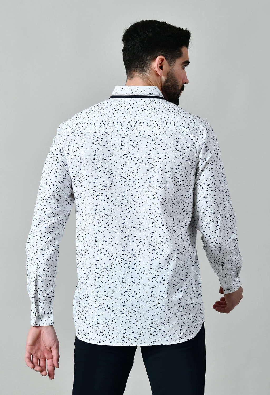 Pier Seven Men's Cotton Printed Regular Fit Shirt - White (CWM102) Pier Seven