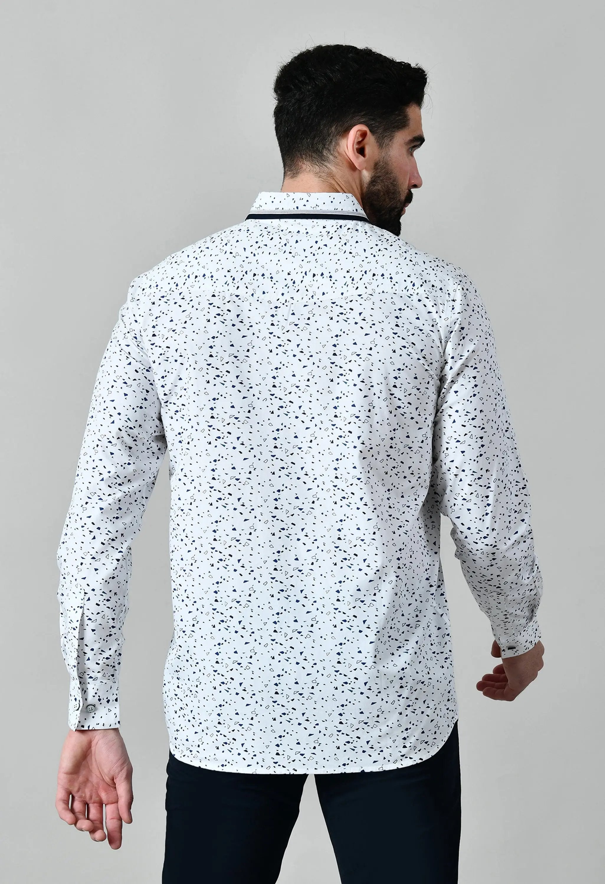 Pier Seven Men's Cotton Printed Regular Fit Shirt - White (CWM102) Pier Seven