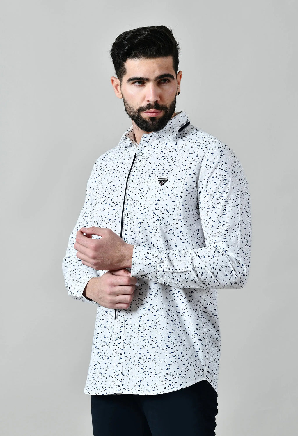 Pier Seven Men's Cotton Printed Regular Fit Shirt - White (CWM102) Pier Seven