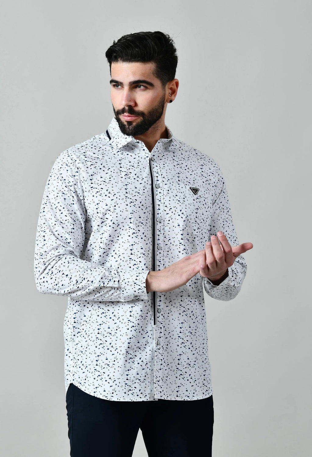 Pier Seven Men's Cotton Printed Regular Fit Shirt - White (CWM102) Pier Seven