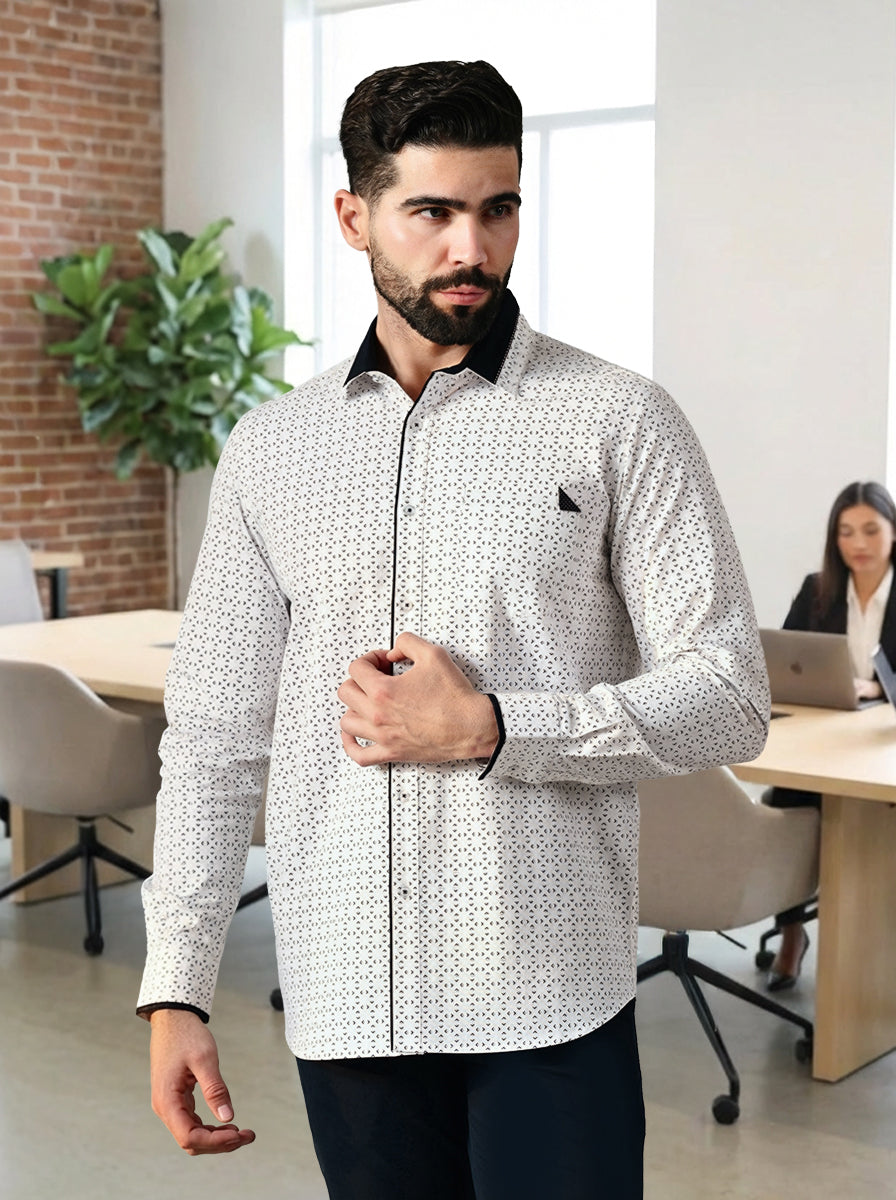 MONOCHROME LOOP MICRO PRINT CASUAL SHIRT