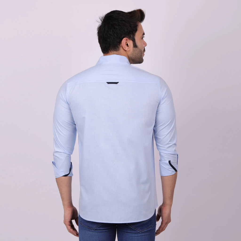 Pier Seven Men's Cotton Blended Placement Print Regular Fit Shirt - Blue (CWY011) Pier Seven