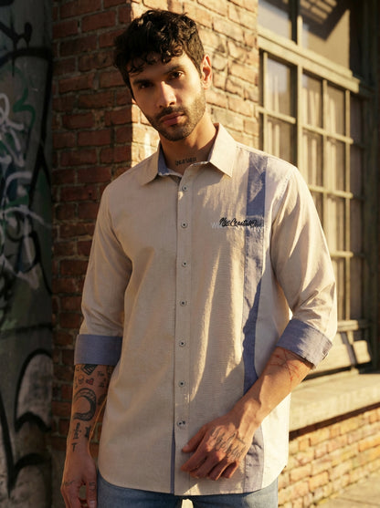 Urban Cotton Blend Men's Regular Fit Shirt - Beige (CWY014)