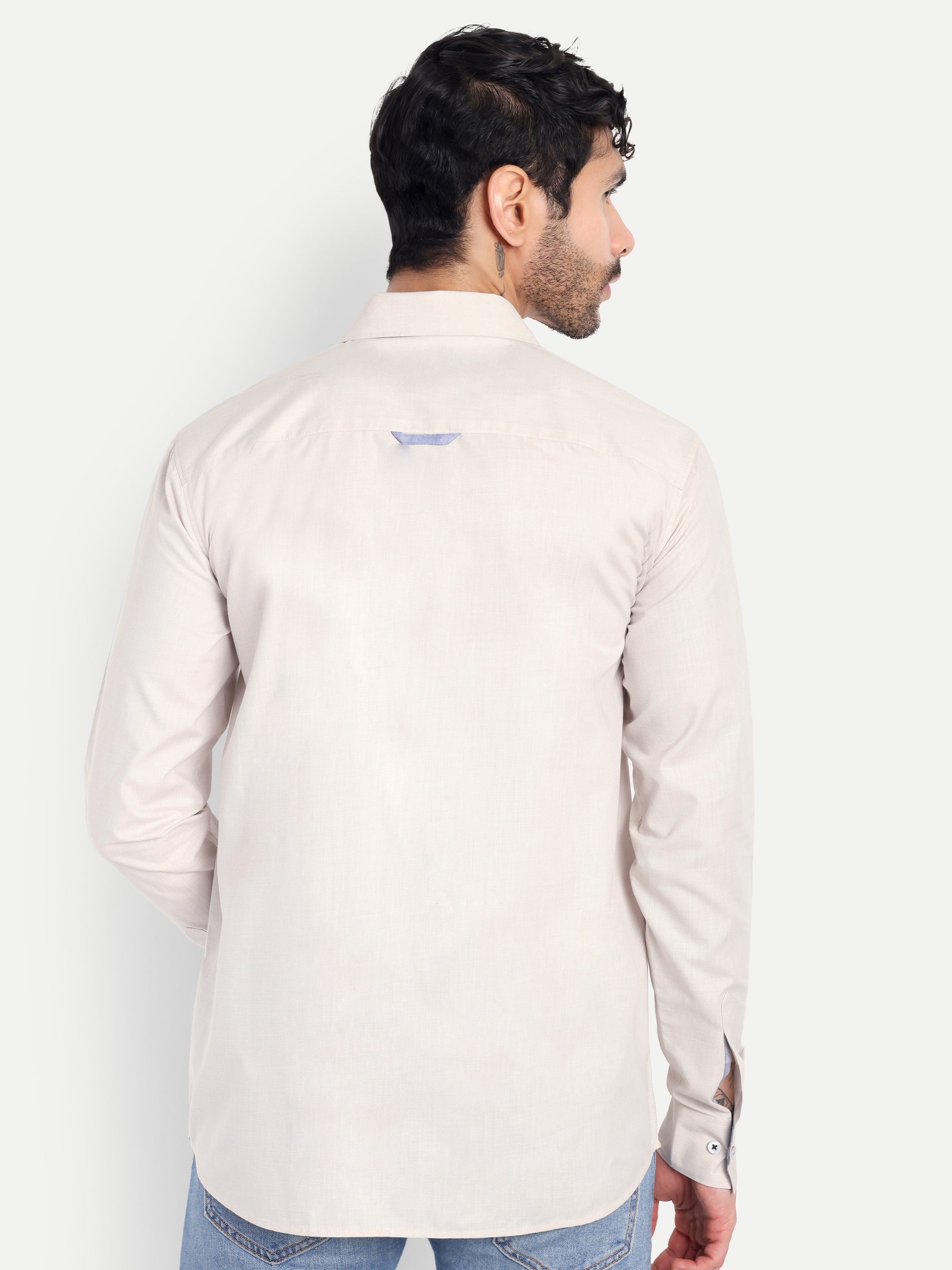 SKYLINE CONTRAST PANEL CASUAL SHIRT BEIGE