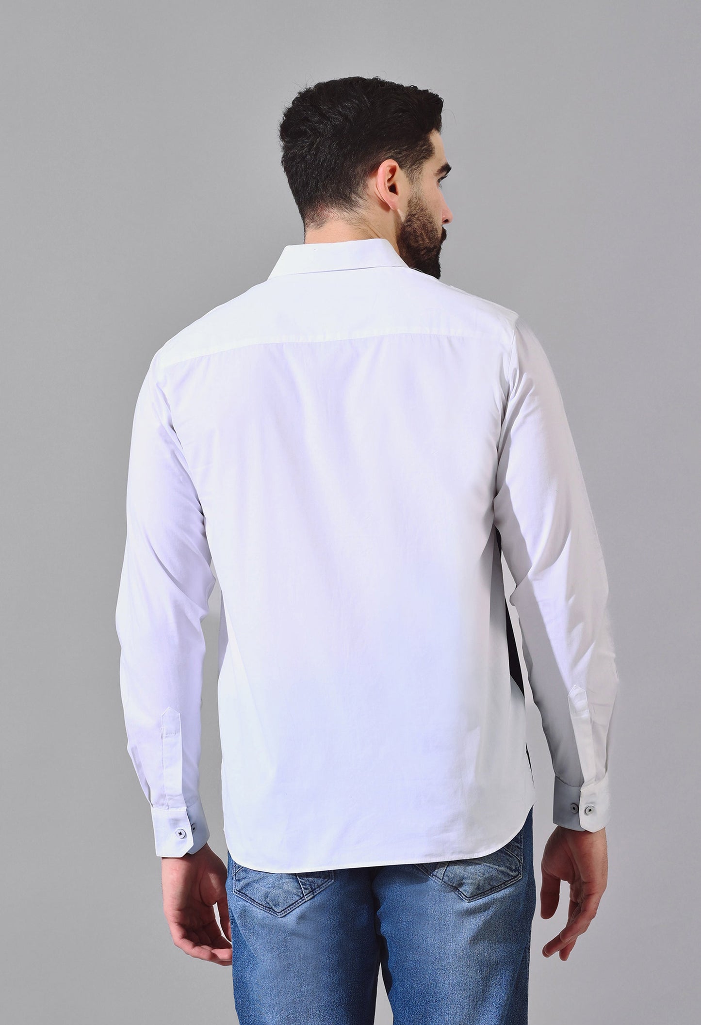 Pier Seven Urban Cotton Embroided Colour Block Regular Fit Shirt for Men - White (CWY020) Pier Seven