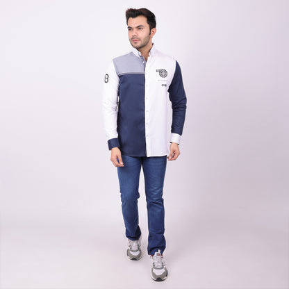 Pier Seven Luxe Cotton Printed Men's Regular Fit Shirt - White (CWY021)