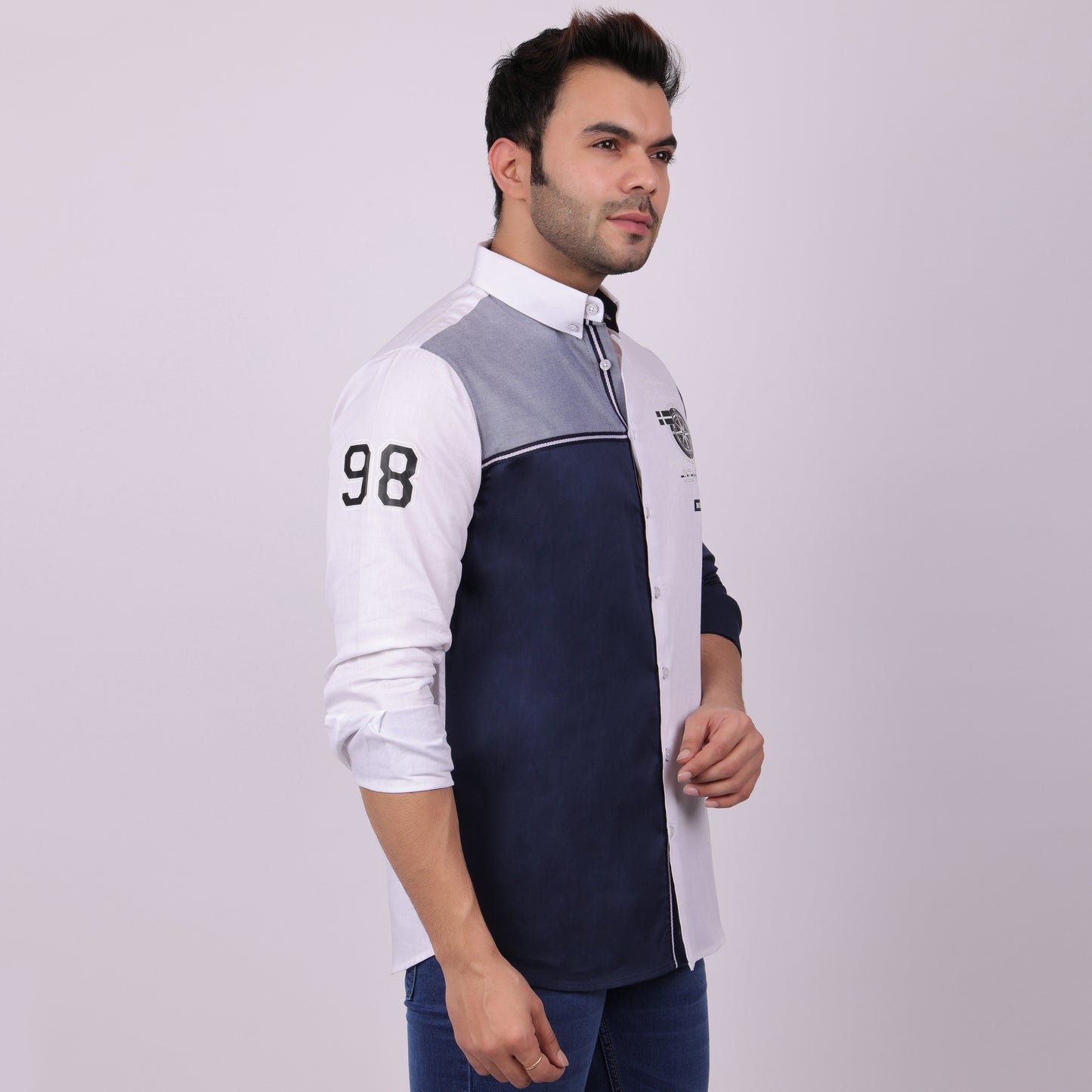 Pier Seven Luxe Cotton Printed Men's Regular Fit Shirt - White (CWY021)