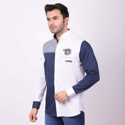 Pier Seven Luxe Cotton Printed Men's Regular Fit Shirt - White (CWY021)