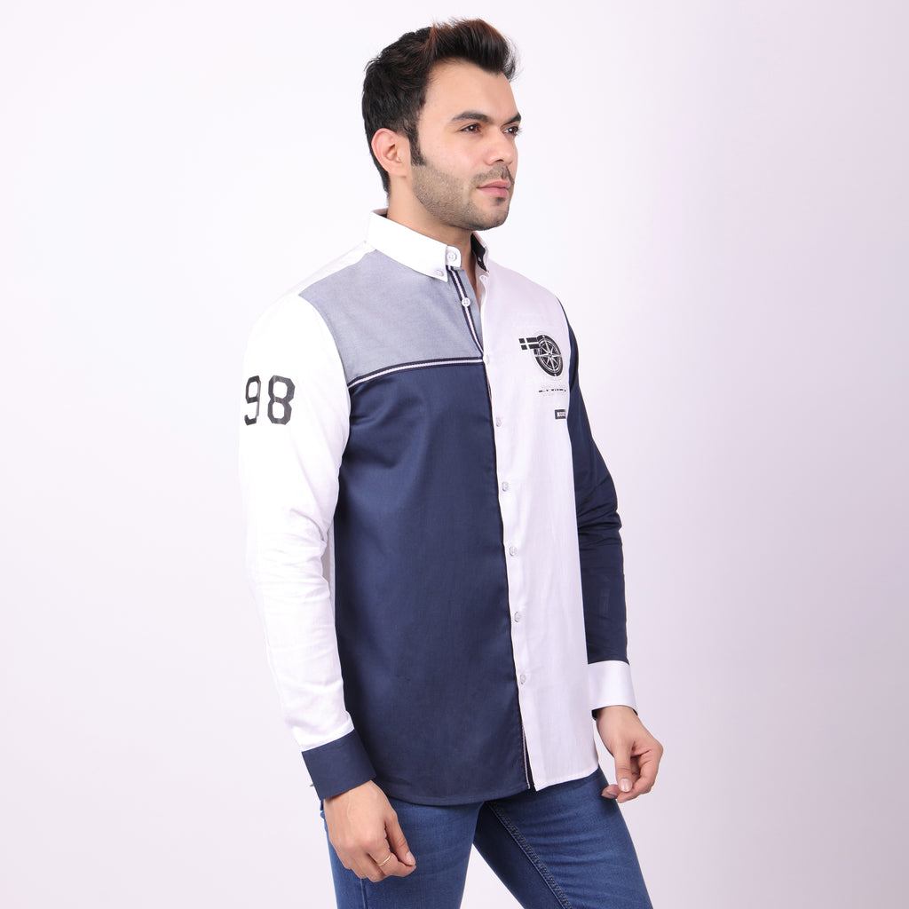 NORDIC COMPASS COLOUR BLOCK JEANSWEAR SHIRT