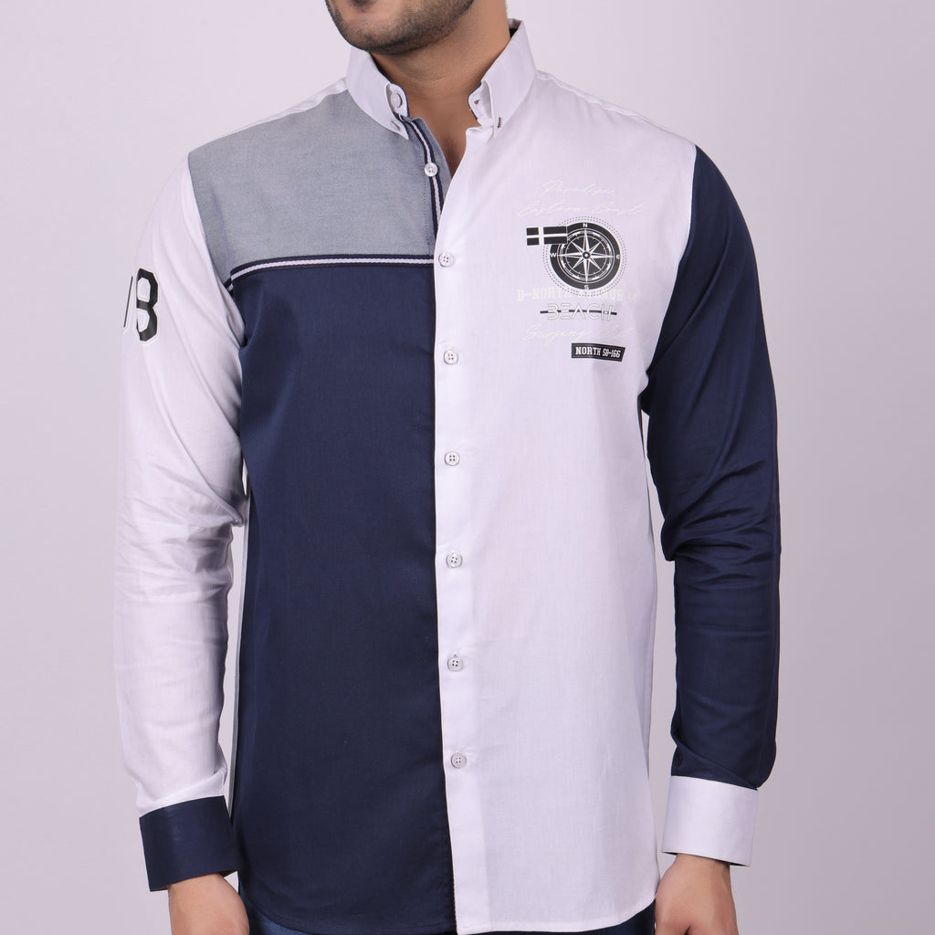 NORDIC COMPASS COLOUR BLOCK JEANSWEAR SHIRT