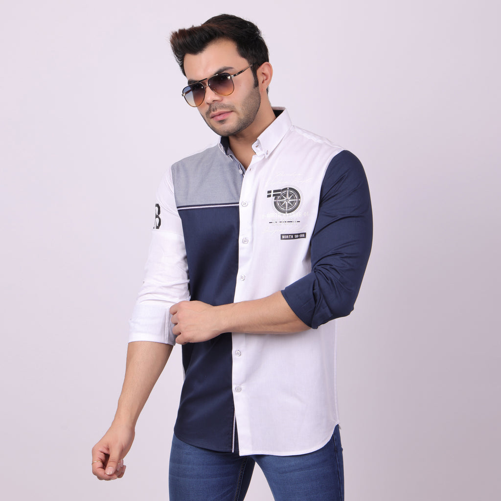 NORDIC COMPASS COLOUR BLOCK JEANSWEAR SHIRT