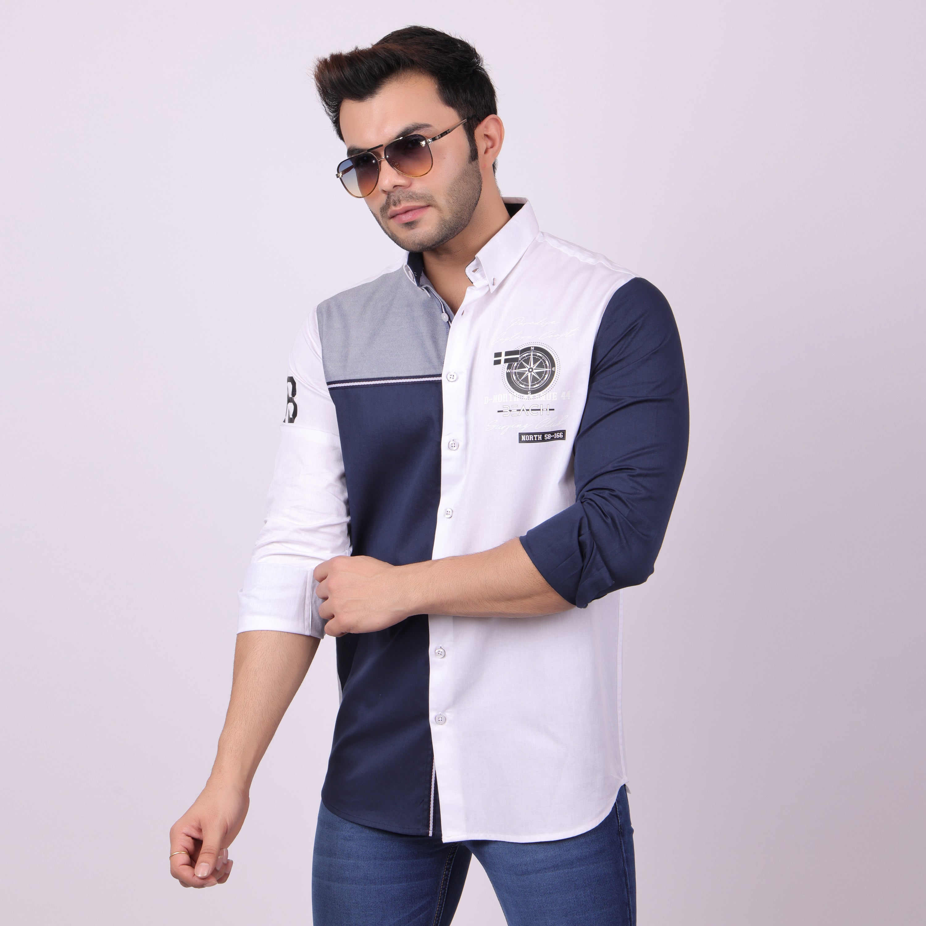 NORDIC COMPASS COLOUR BLOCK JEANSWEAR SHIRT