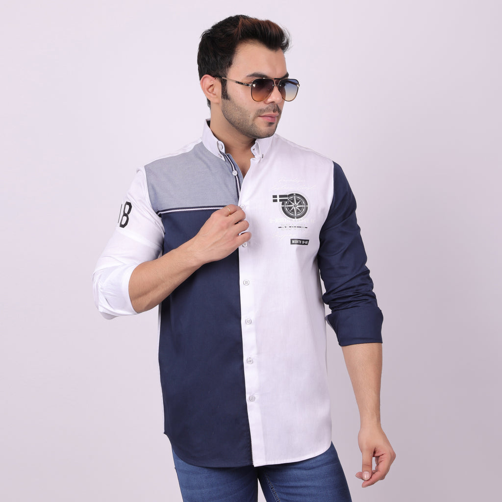 NORDIC COMPASS COLOUR BLOCK JEANSWEAR SHIRT