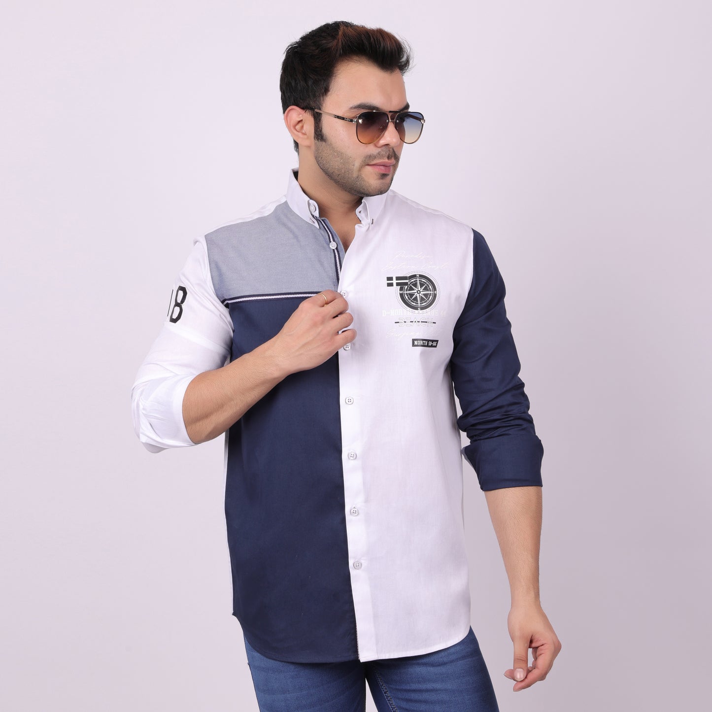 Pier Seven Luxe Cotton Printed Men's Regular Fit Shirt - White (CWY021)