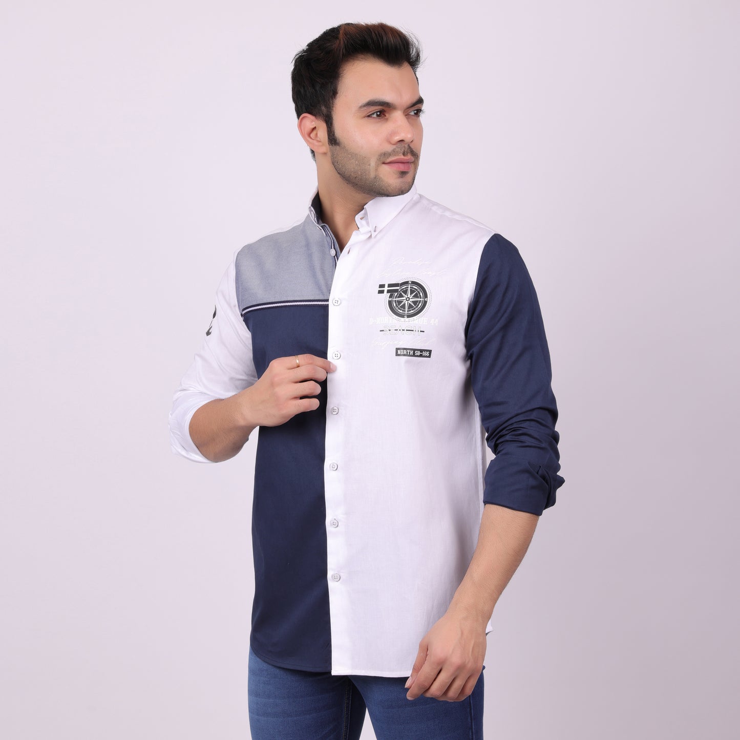 Pier Seven Luxe Cotton Printed Men's Regular Fit Shirt - White (CWY021)