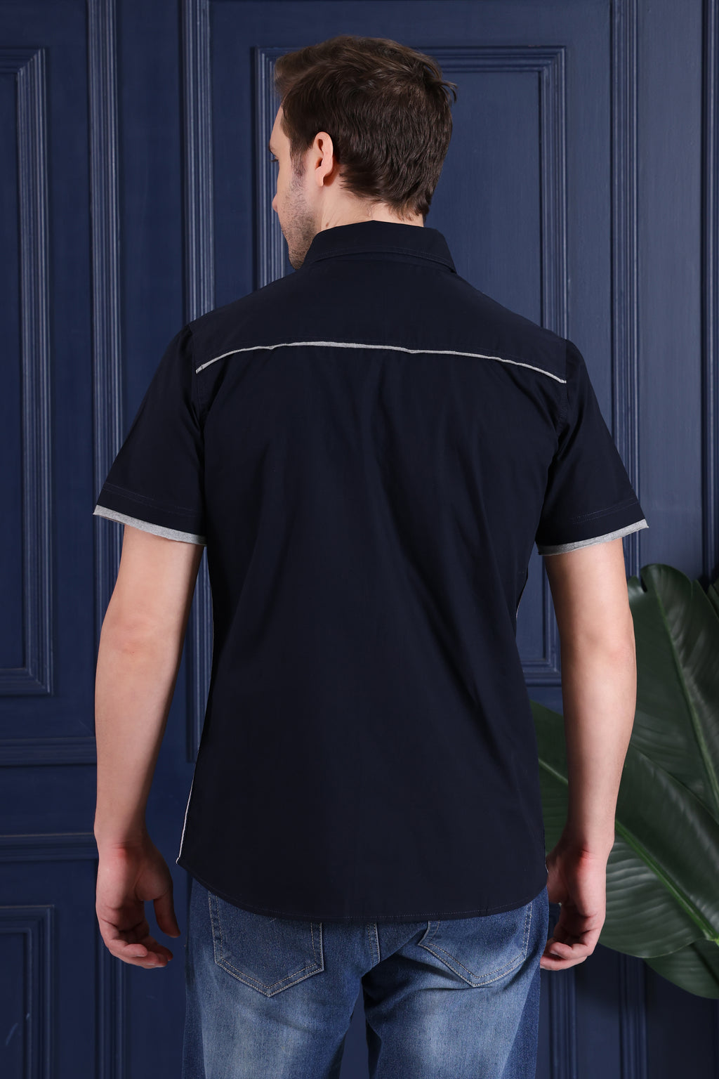 Pier Seven Urban Cotton Printed Regular Fit Shirt for Men - Navy (CWY026) Pier Seven