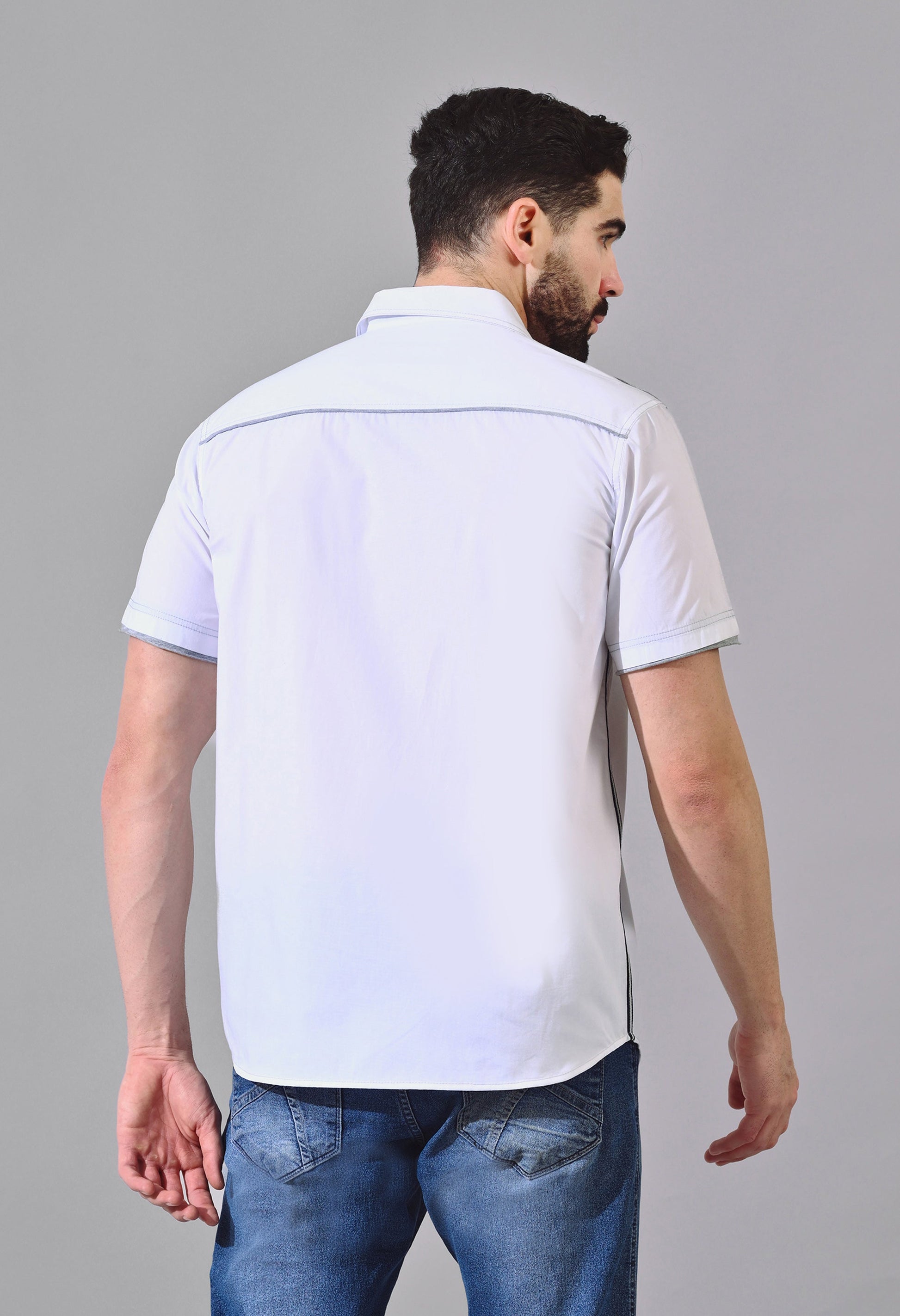 Pier Seven Urban Cotton Printed Regular Fit Shirt for Men - White (CWY026) Pier Seven