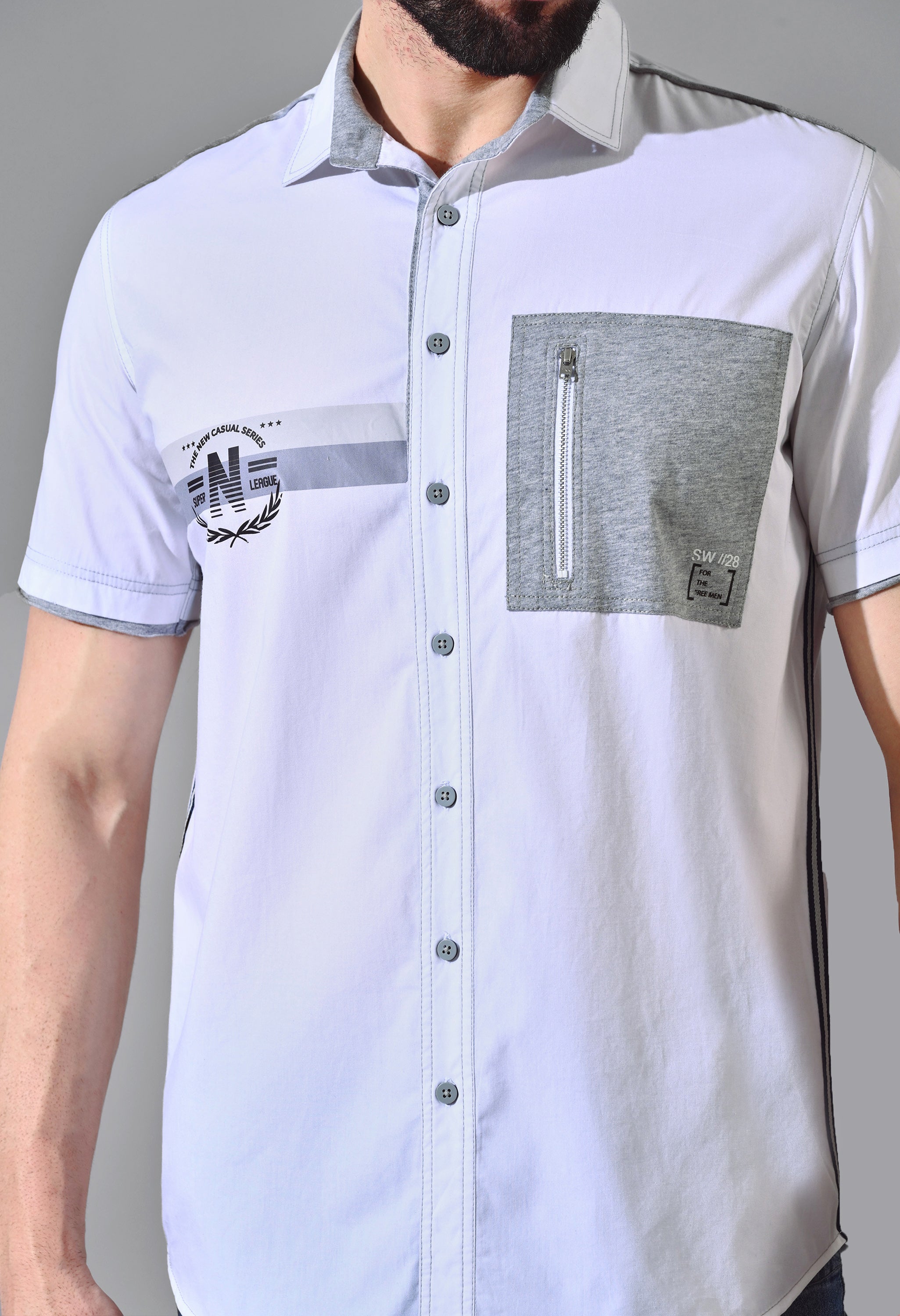 Pier Seven Urban Cotton Printed Regular Fit Shirt for Men - White (CWY026) Pier Seven