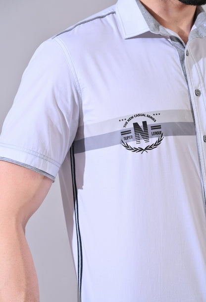 Pier Seven Urban Cotton Printed Regular Fit Shirt for Men - White (CWY026) Pier Seven