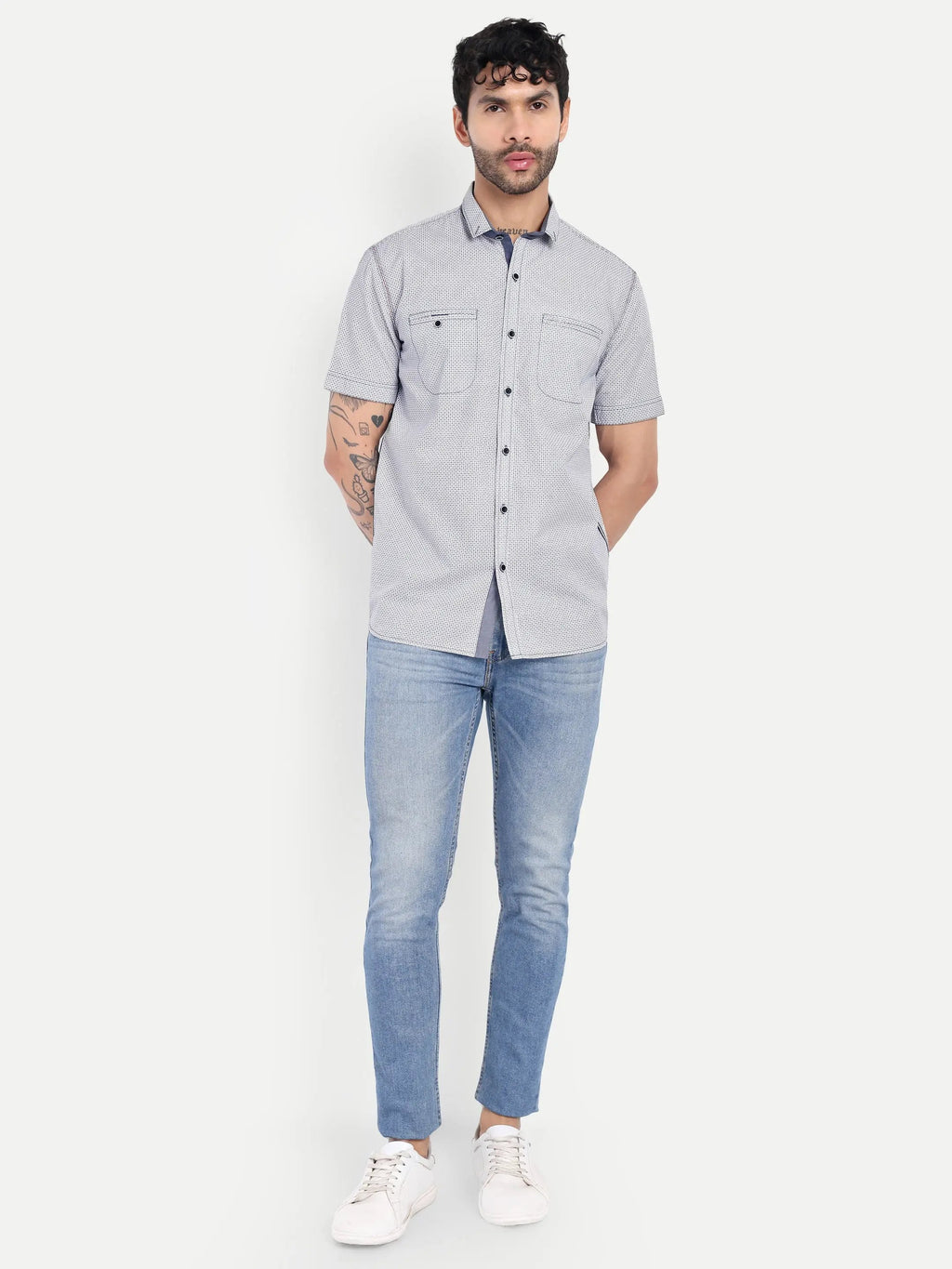 Pier Seven Men's Cotton Printed Regular Fit Shirt - Navy Blue (CWY028) Pier Seven