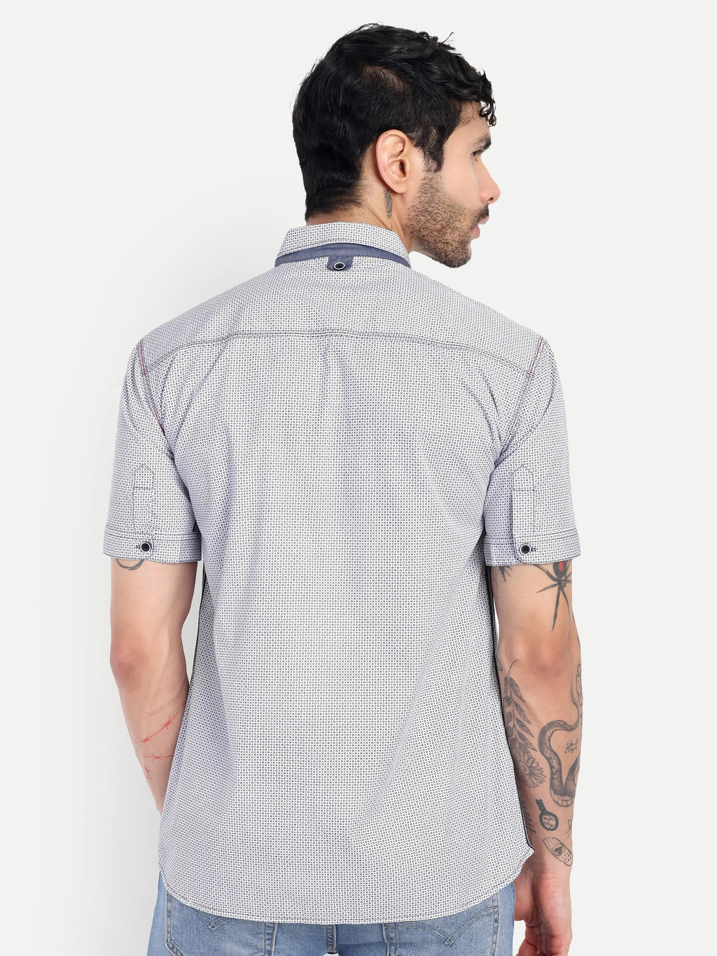 Pier Seven Men's Cotton Printed Regular Fit Shirt - Navy Blue (CWY028) Pier Seven