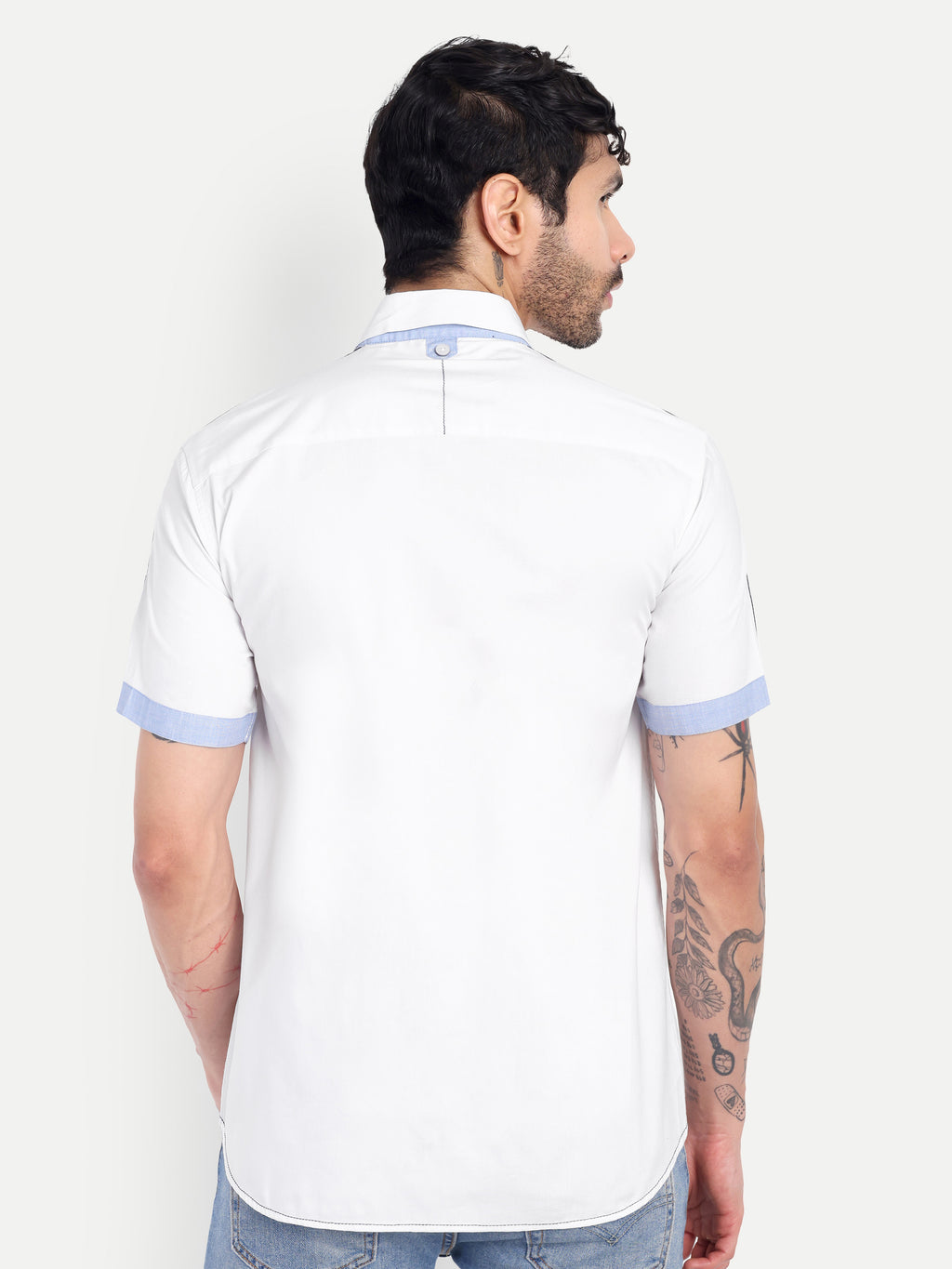 COSTAL TAP TRIM NAUTICAL TRIM CASUAL SHIRT WHITE