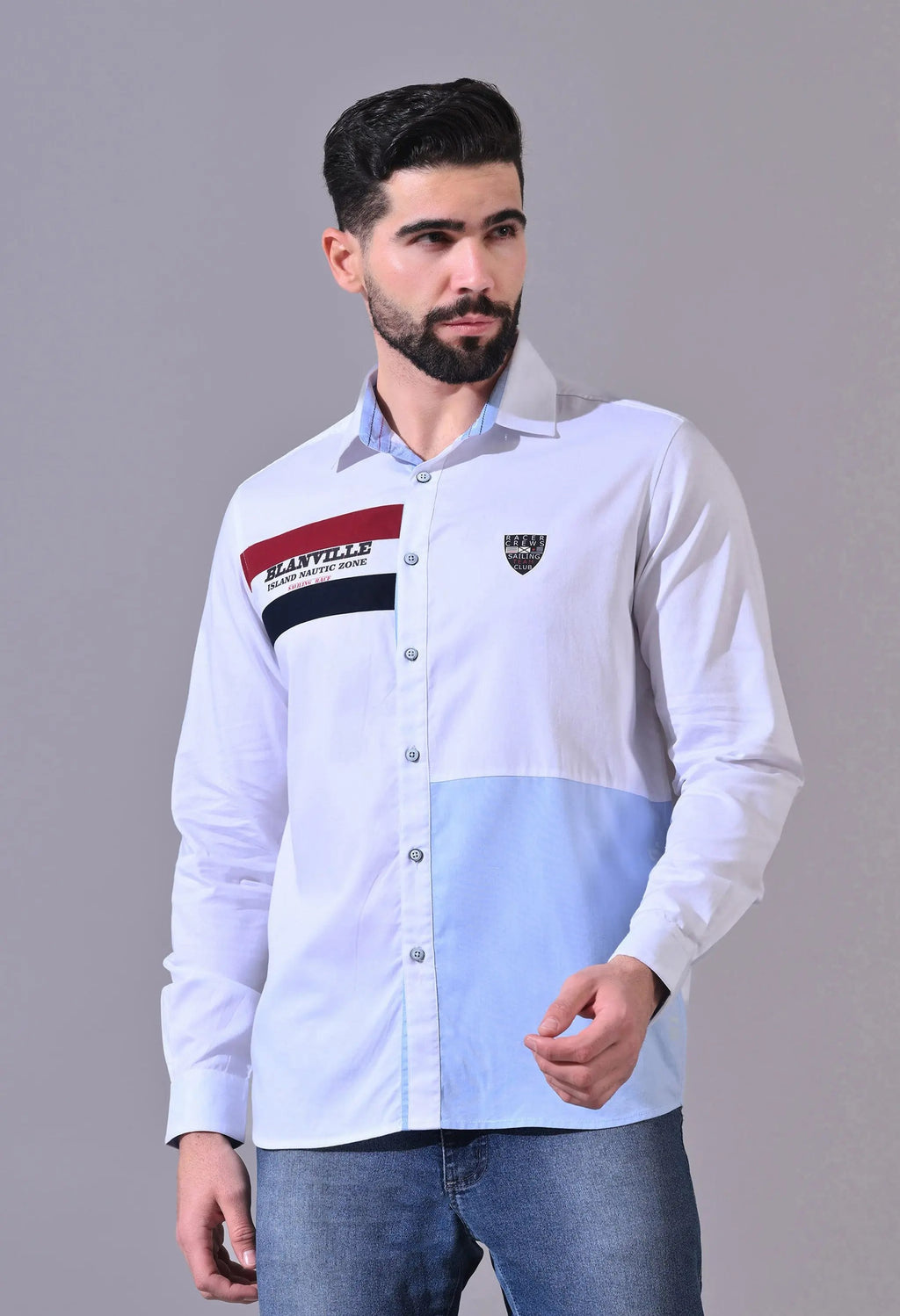 Pier Seven Men's Cotton Placement Printed Regular Fit Shirt - White (CWY040) Pier Seven