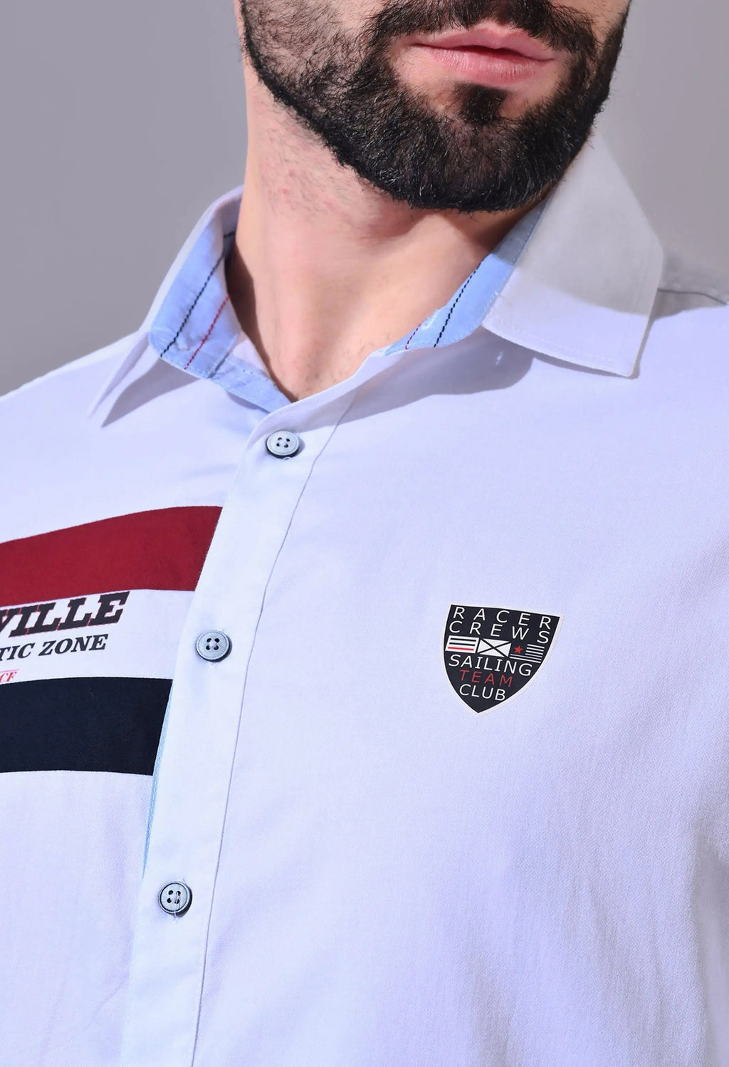 Pier Seven Men's Cotton Placement Printed Regular Fit Shirt - White (CWY040) Pier Seven