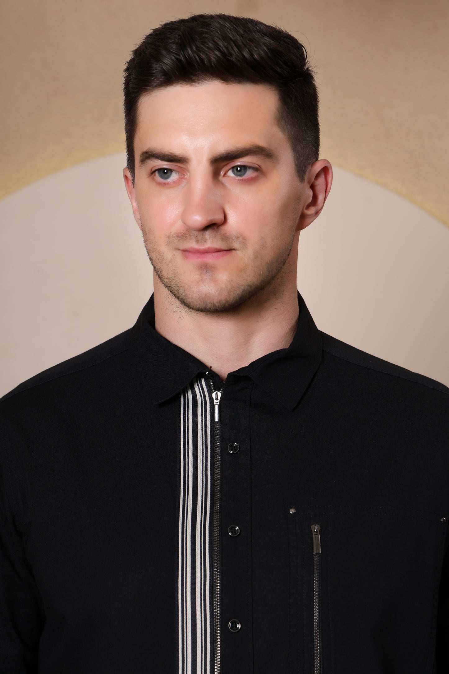 Pier Seven Urban Cotton Zipper Men's Regular Fit Shirt - Black (CWY045)