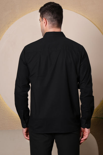 Pier Seven Urban Cotton Zipper Men's Regular Fit Shirt - Black (CWY045)