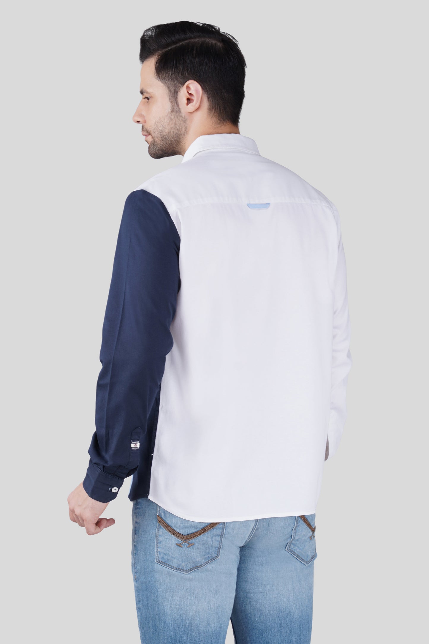 Pier Seven Urban Cotton Embroided Colour Block Regular Fit Shirt for Men - White (CWY050) Pier Seven