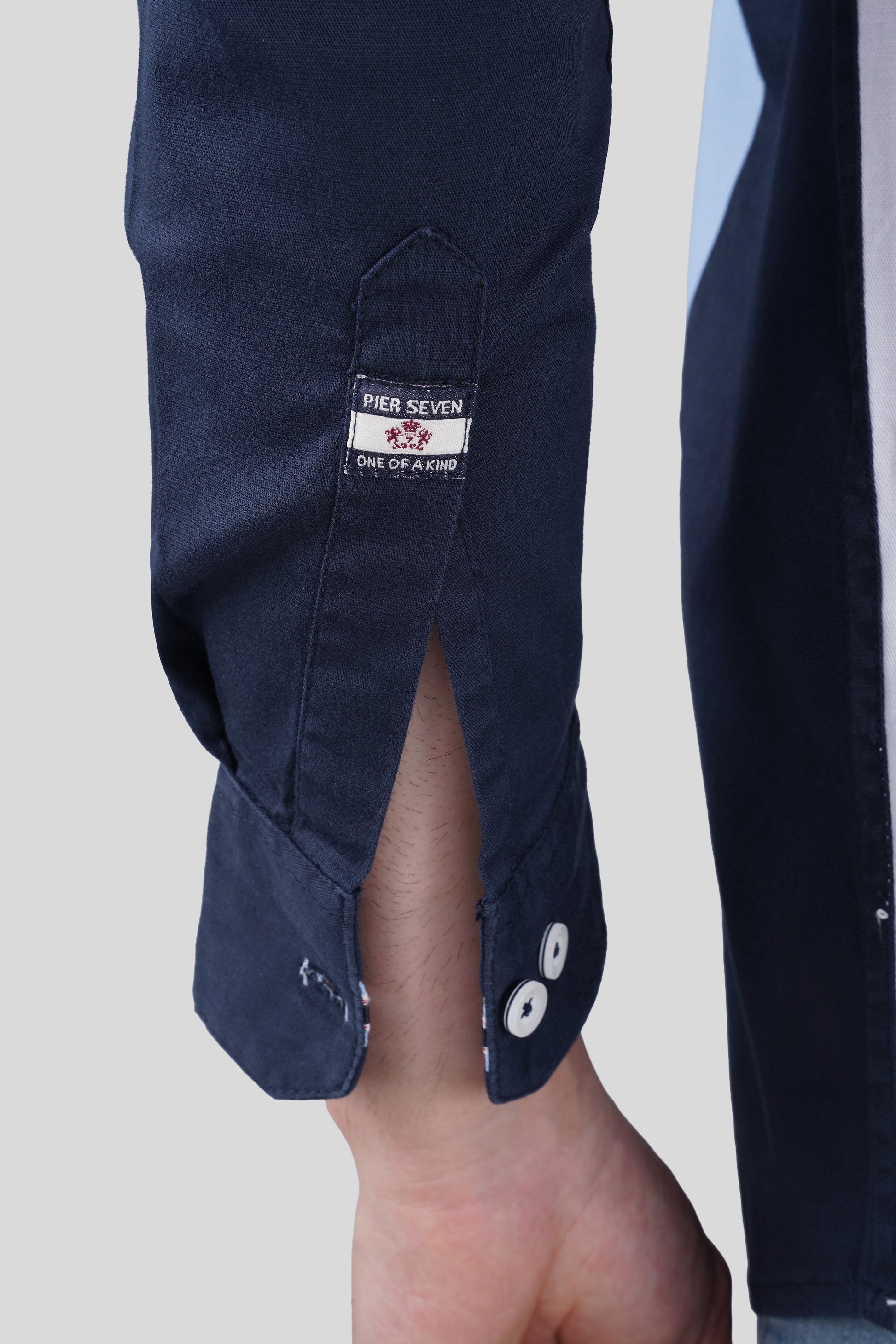 Pier Seven Urban Cotton Embroided Colour Block Regular Fit Shirt for Men - White (CWY050) Pier Seven