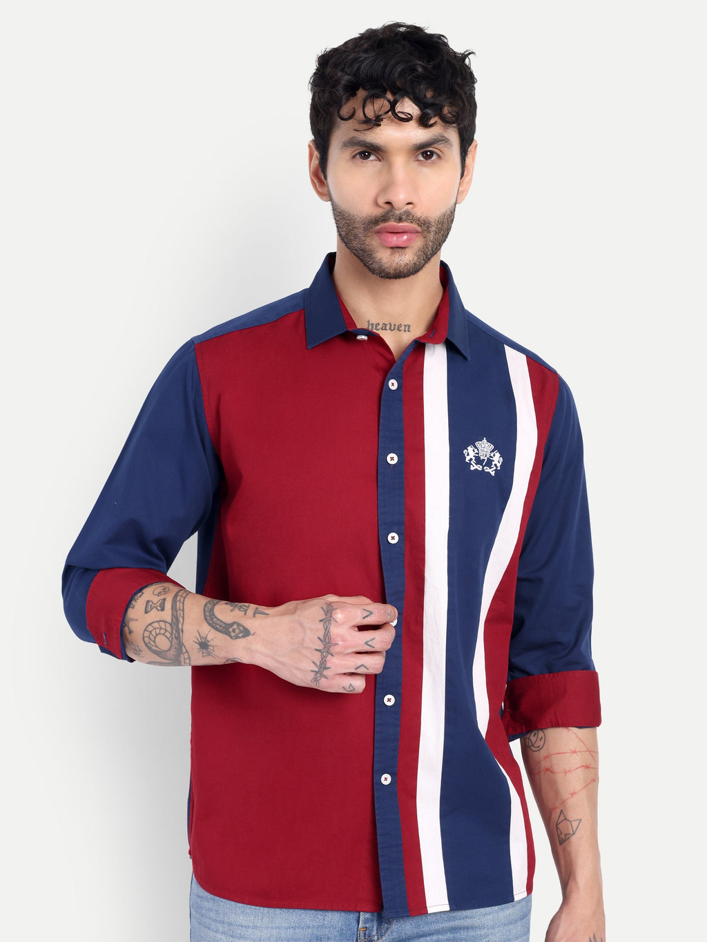 Pier Seven Luxe Cotton Striped Regular Fit  Shirt for Men - Blue (JWM032) Pier Seven