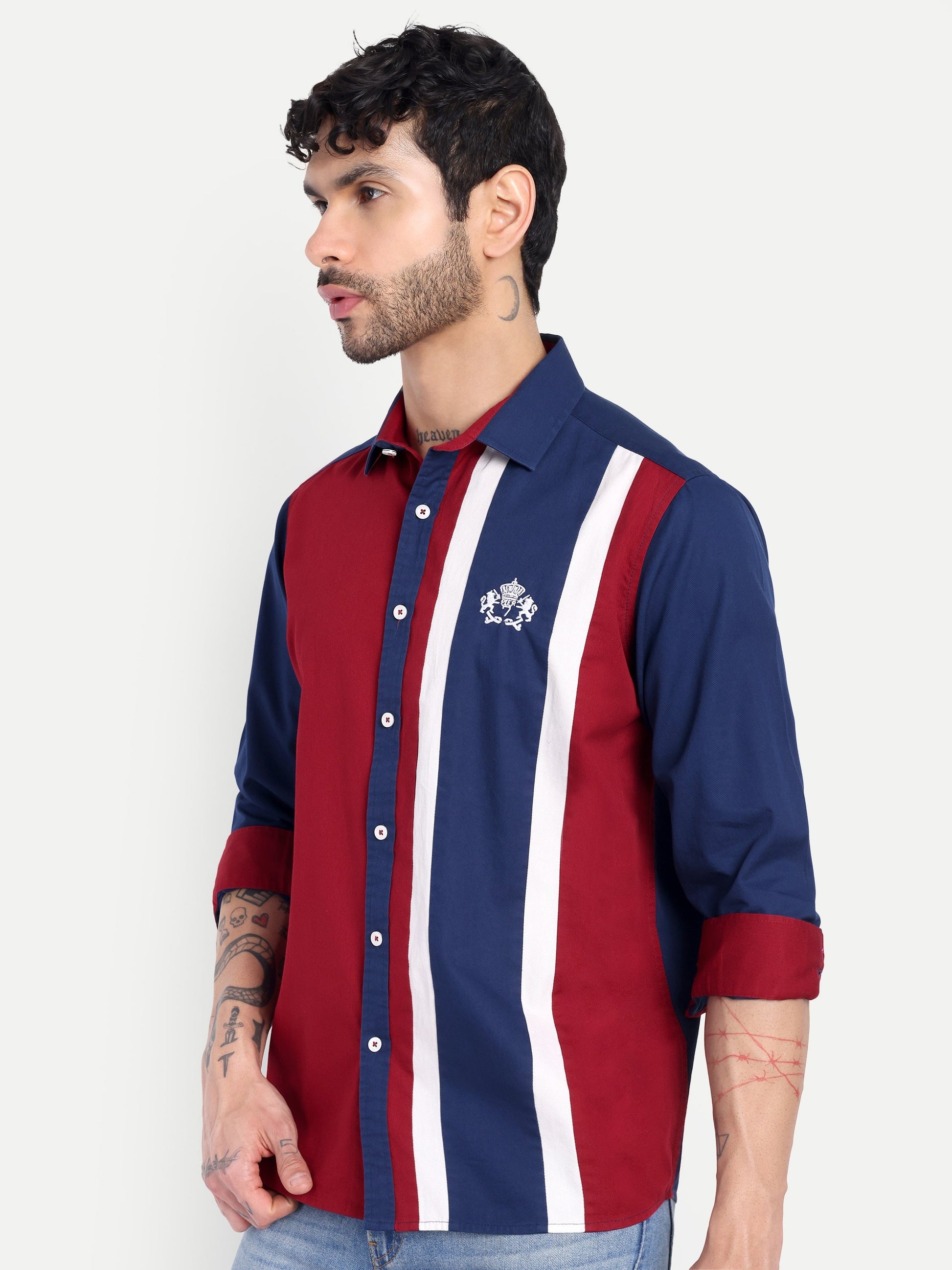 Pier Seven Luxe Cotton Striped Regular Fit  Shirt for Men - Blue (JWM032) Pier Seven