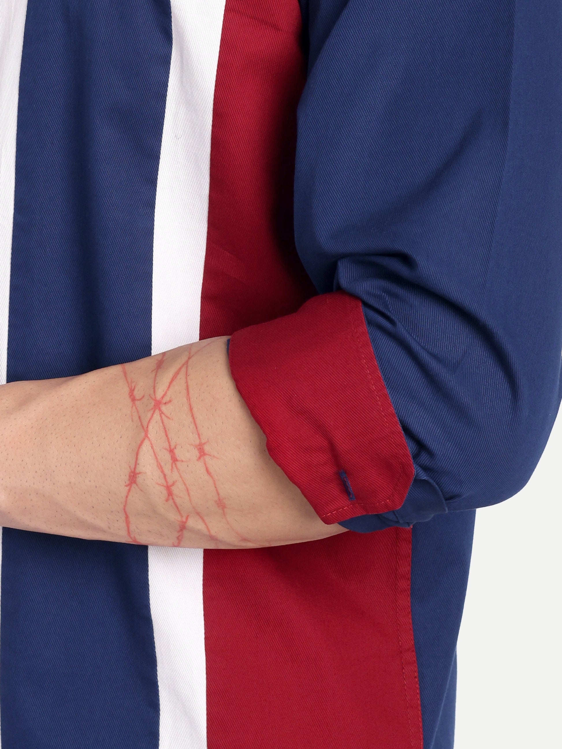 Pier Seven Luxe Cotton Striped Regular Fit  Shirt for Men - Blue (JWM032) Pier Seven