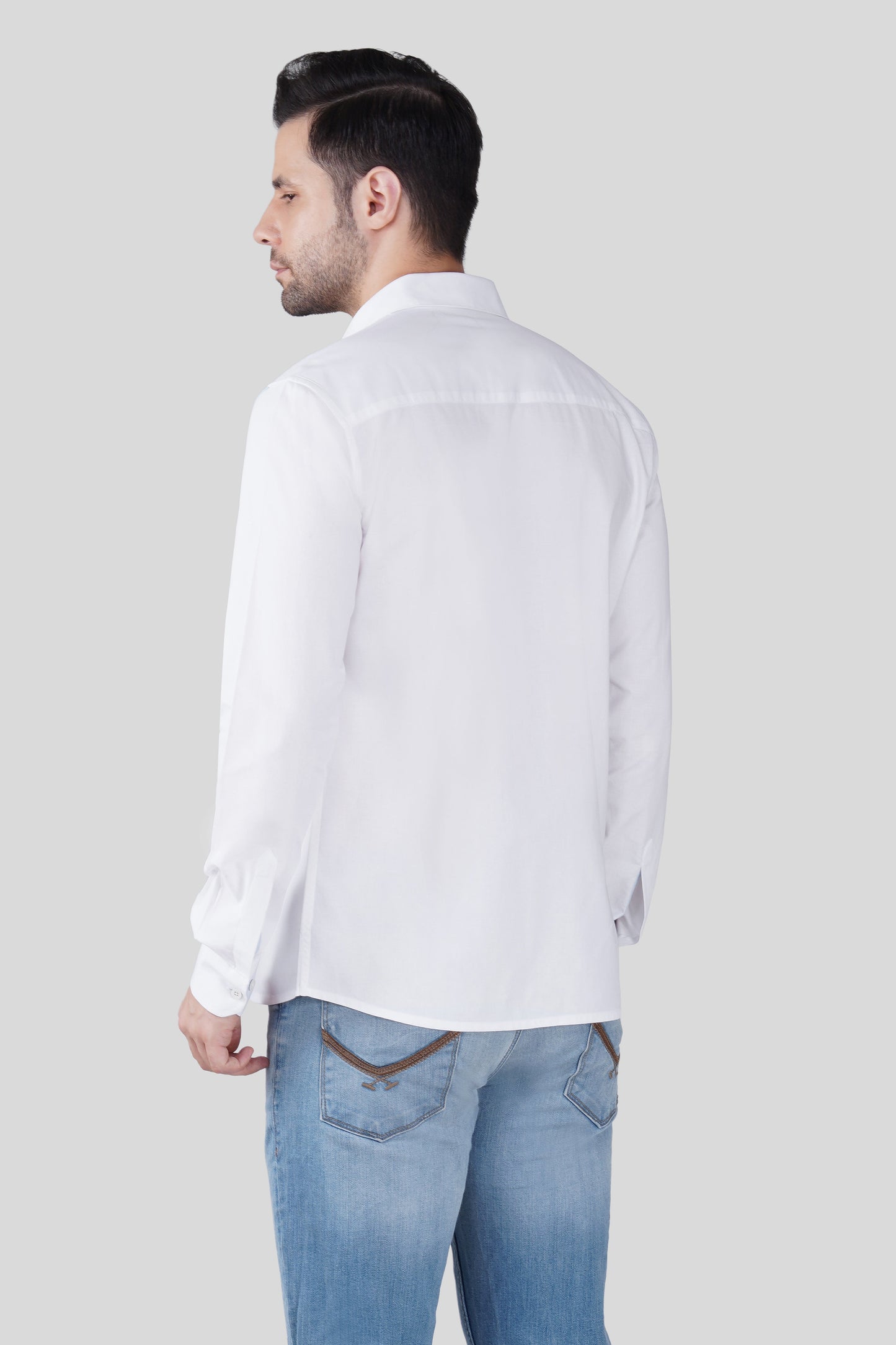 Pier Seven Luxe Cotton Printed Regular Fit Shirt for Men - White (JWC003) Pier Seven