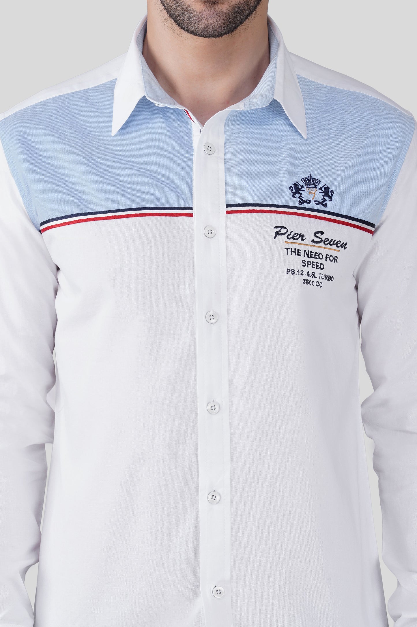 Pier Seven Luxe Cotton Printed Regular Fit Shirt for Men - White (JWC003) Pier Seven