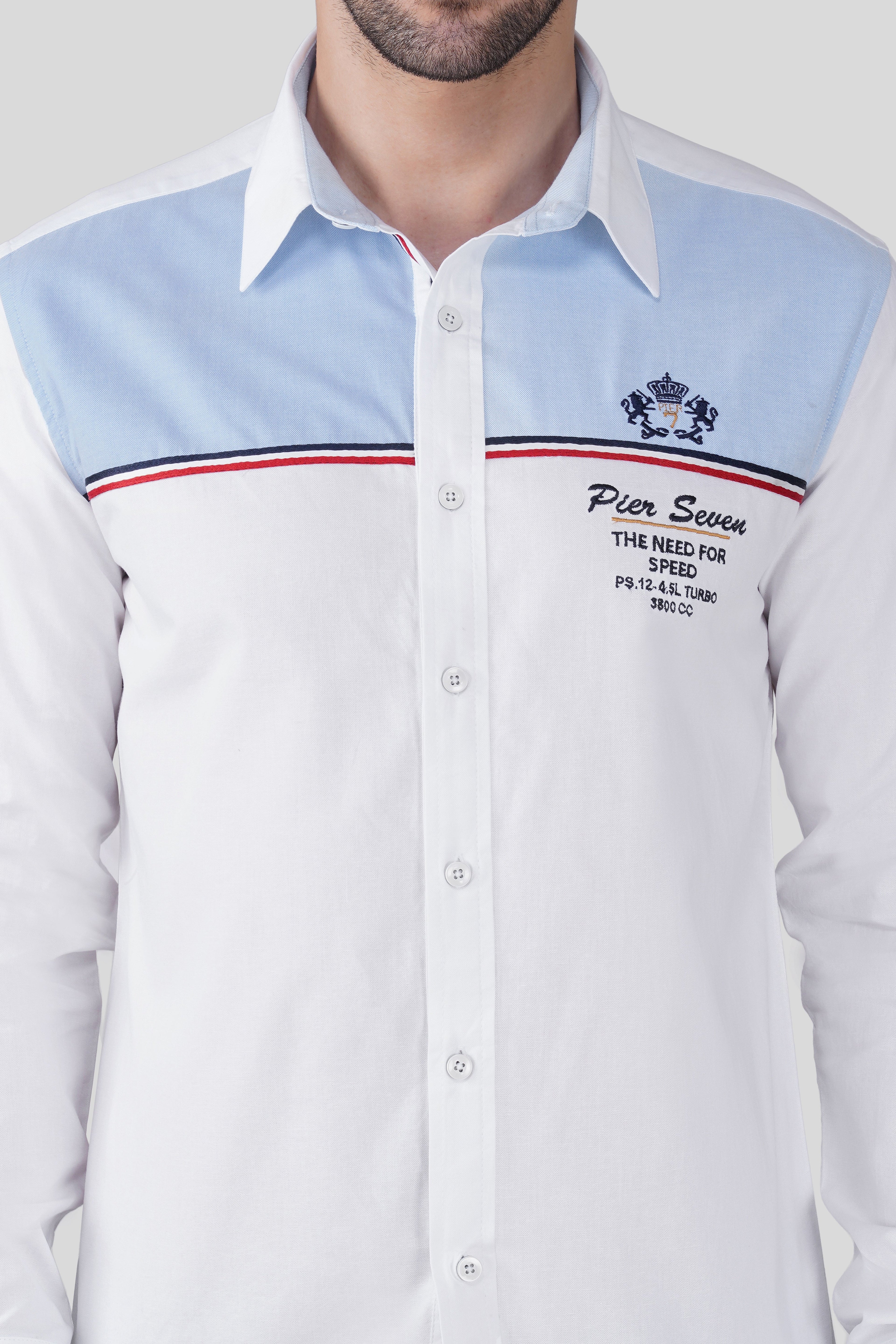 Pier Seven Luxe Cotton Printed Regular Fit Shirt for Men - White (JWC003) Pier Seven