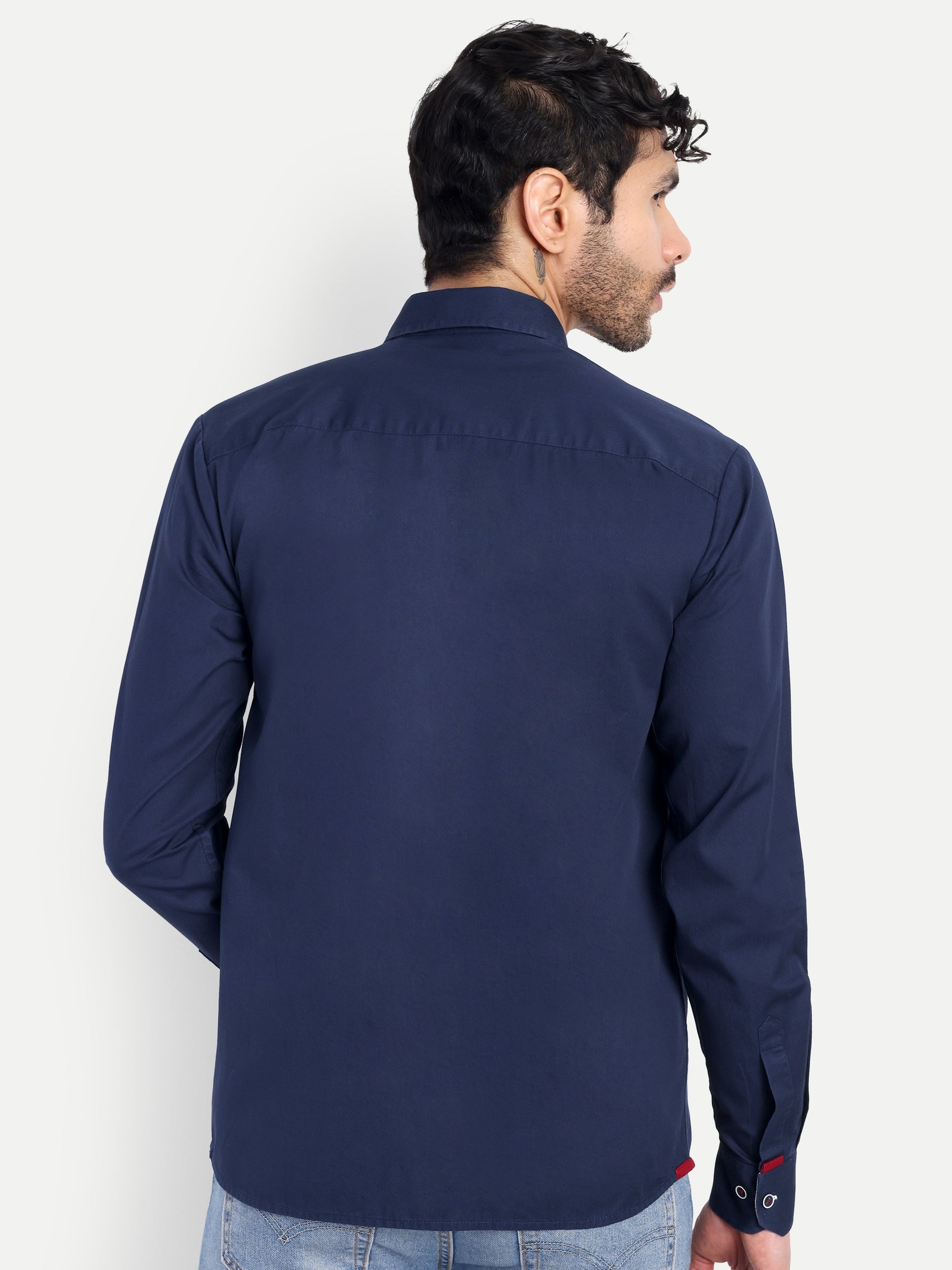 Pier Seven Luxe Cotton Printed Regular Fit Shirt for Men - Blue (JWM034) Pier Seven